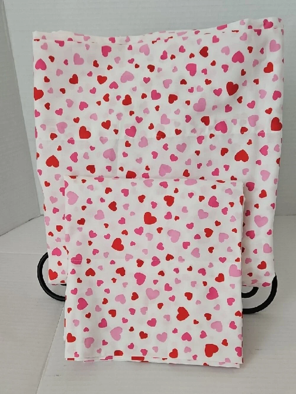 Kate Spade Pink Red Hearts Print cotton Twin Flat Sheet 1 Standard Pillowcase